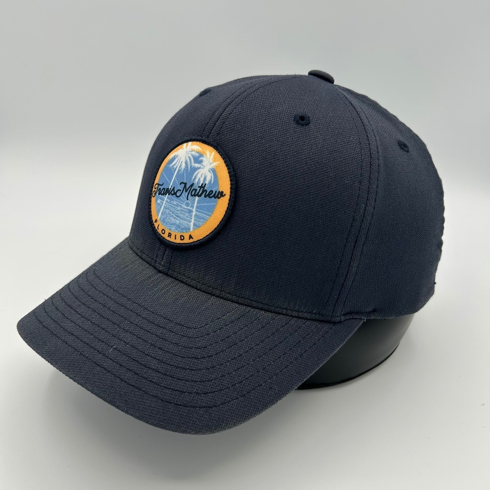 TravisMathew Hat Florida Patch Snapback Mens OSFM Navy Blue Golf Coastal‎ Style
